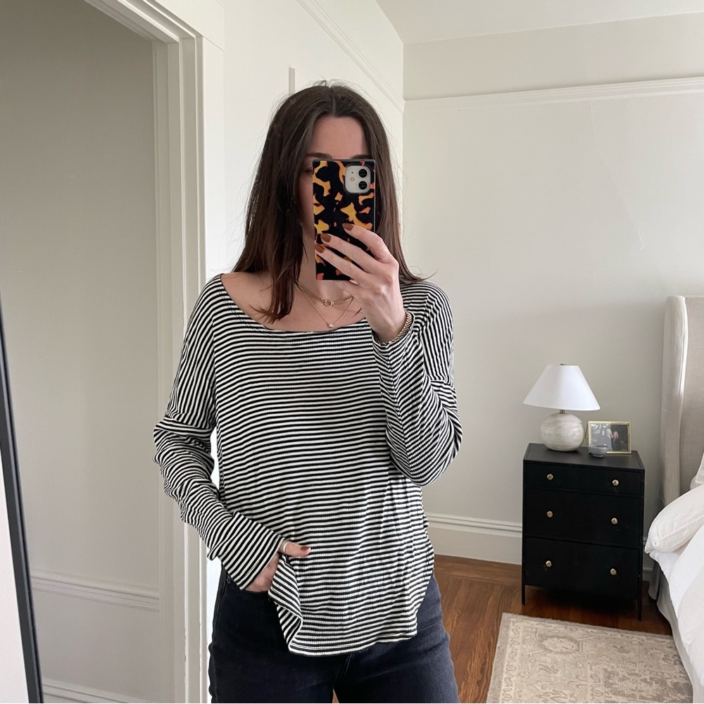 LF Emma & Sam Striped Boatneck Ribbed Long-sleeve